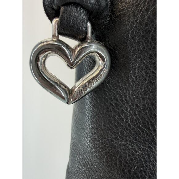 Brighton Koda Black Brown Leather Crossbody Bag Messenger Handbag Silver Tassel - Picture 5 of 13